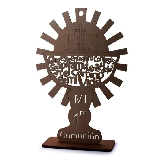 12pcs Wood Religious Centerpiece Cross JHS Chalice Communion Brown {1}