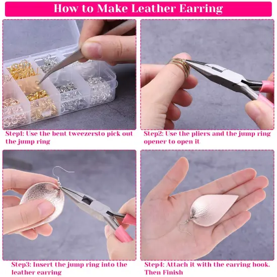 Earring Making Supplies, 1350pcs Earring Making Kit with Earring Hooks, Jump Rings, Pliers, Earring Backs, Earrings Holder Cards and Clear Bags for DIY Earring Supplies and Earring Findings {4}