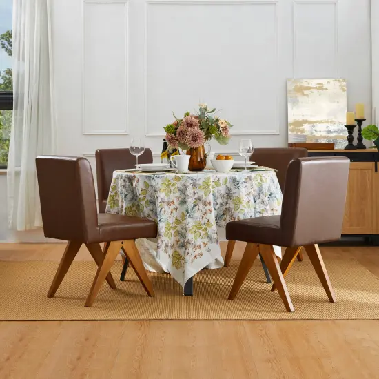 Set of 2/4 Faux Leather Upholstered Side Dining Chairs with V-shaped Wood Legs {8}