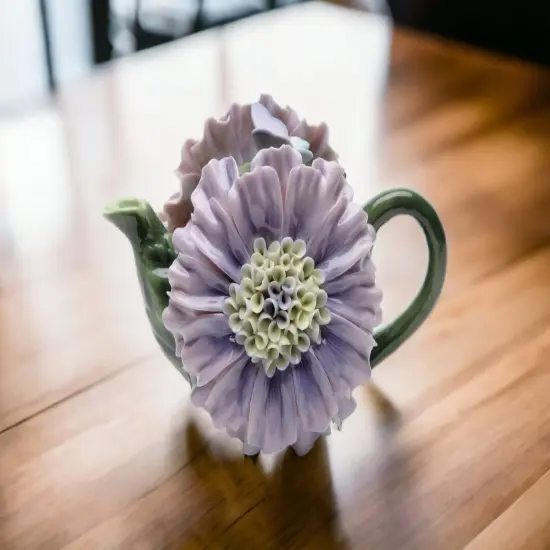 Ceramic Dahlia Flower Teapot, Gift for Her, Gift for Mom, Tea Party D&eacute;cor, Caf&eacute; D&eacute;cor, Spring Kitchen Decor {2}