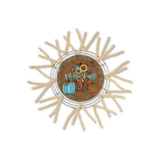 Hello Fall Leopard Animal Print Pumpkin Sign {4}