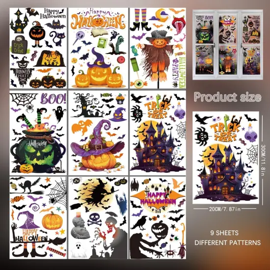 9 Sheets Halloween Window Clings Decals {3}