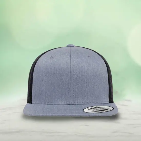 1 Count Retro High Profile Trucker Cap with Snapback Closure and Flat Bill Design Charcoal {5}