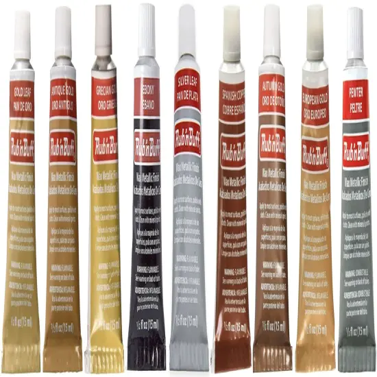 Amaco Rub 'N Buff Wax Metallic Finish, 9 Color Assortment (Gold Leaf, Antique Gold, Grecian Gold, Ebony, Silver Leaf, Spanish Copper, Autumn Gold, European Gold, Pewter) {1}
