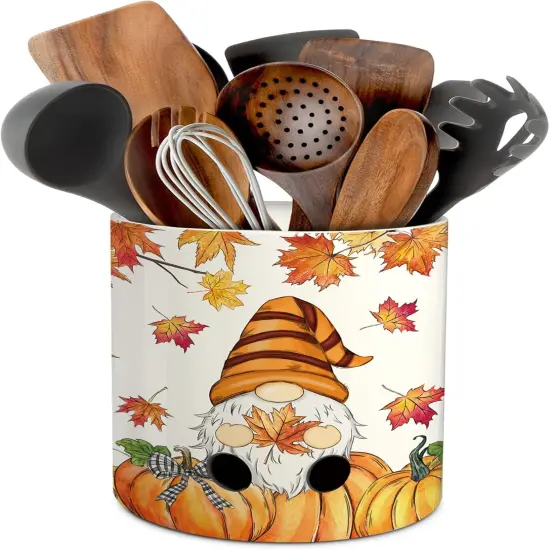 Fall Kitchen Decor Ceramic Utensil Holder {1}