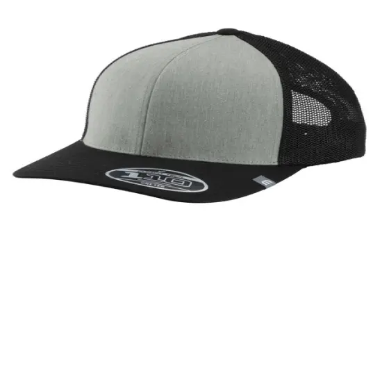 TravisMathew Cruz Colorblock Trucker Cap Structured Mid Profile Flexfit 110 with Breathable Mesh Heather Grey/ Black {1}