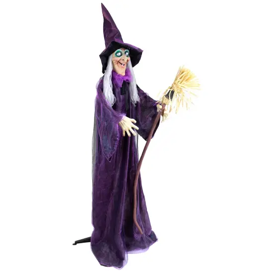 Northlight LED Lighted and Animated Witch Halloween Decoration - 5.5' Purple {4}