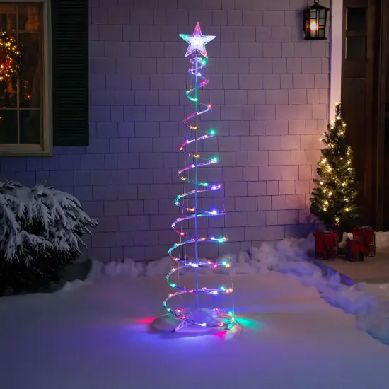 Northlight LED Lighted Spiral Outdoor Christmas Tree - 6' - Multi-Color Lights White {4}