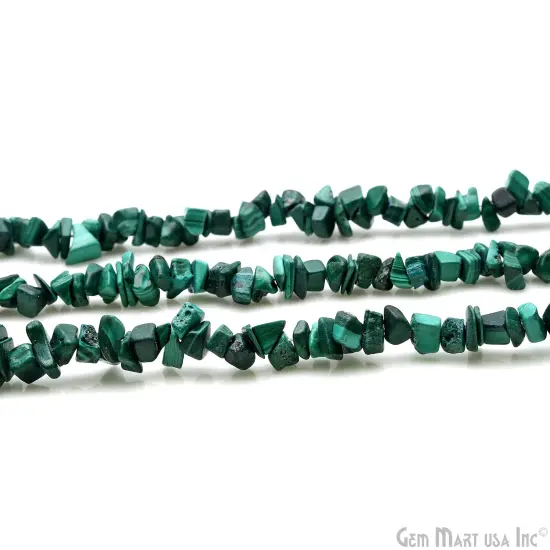 Malachite Chip Beads, 34 Inch, Natural Chip Strands, Drilled Strung Nugget Beads, 7-10mm, Polished, GemmartUSA (CHMC-70004) {3}