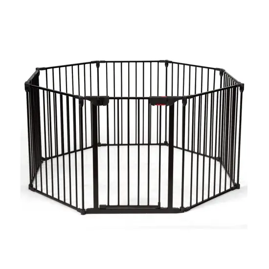 Steel Foldable Kid's Safe Play Yard Gate with Adjustable Panels White {7}