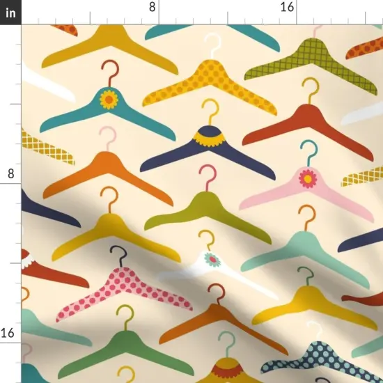 Various Fabrics by the Yard or Fat Quarter Retro Fashion Novelty Whimsical Polka Dots Clothes Hangers Pink Yellow Orange Flower Check Colorful Doily Lace Laundry Room Closet Clothing Custom Printed Fabric by Spoonflower {2}