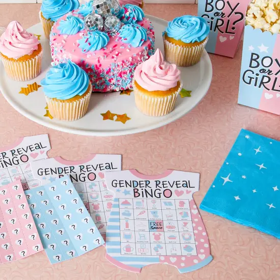 Big Dot of Happiness Baby Gender Reveal - Picture Bingo Cards and Markers - Team Boy or Girl Baby Shower Shaped Bingo Game - Set of 18 {3}