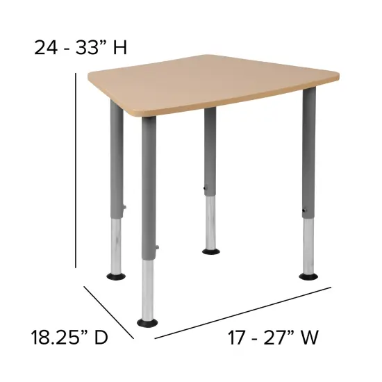 Emma and Oliver Hex Collaborative Adjustable Student Desk - Home and Classroom Natural {5}