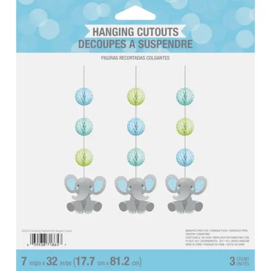 Enchanting Elephants Boy Hanging Cutouts - 3ct {2}