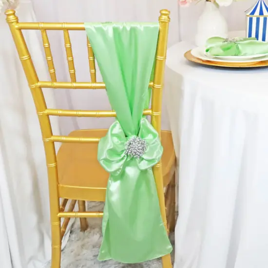 10 Pieces Satin Chair Sashes 8 by 108 inches Mint Green {2}