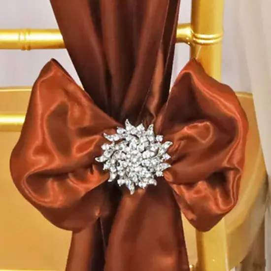 10 Pieces Cognac Satin Chair Sashes 8"x108" Elegant Event Decor {4}