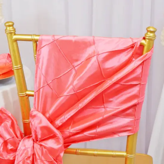 10 Pieces Stunning 9.5 by 108 inch Pintuck Taffeta Chair Sashes Coral {4}