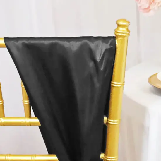 10 Pieces Classic Black Satin Chair Sashes Sleek 8"x108" Event Accessories {5}