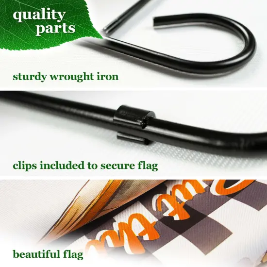 G128 Combo Pack: Garden Flag Stand Black 36x16IN & Garden Flag Life is Ruff Dog House Printed 12x18IN Double Sided Yard Lawn Decoration {4}