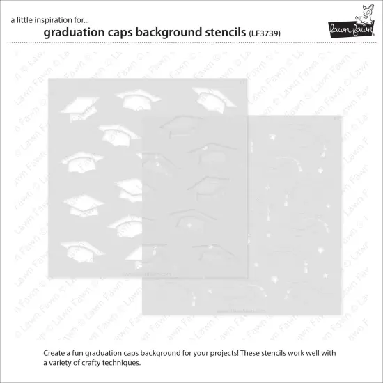 Lawn Clippings Stencils-Graduation Caps Background {3}