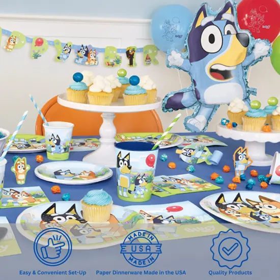 Bluey Birthday Party Supplies Bundle with Bluey Dinner Plates and Bluey Napkins - Serves 16 {4}