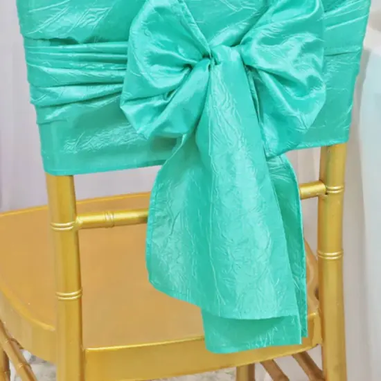 10 Pieces Elegant 9.5 by 108 inch Crushed Taffeta Chair Sashes Tiff Blue or Aqua Blue {4}