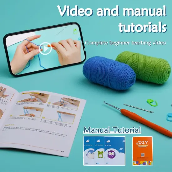 3 Pattern Animals Crochet Kit - Owl, Penguin, Frog (Green) {3}