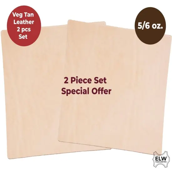 Veg Tan ToolingLeather 2 Piece Special Price 5/6 oz (2-2.4mm) Thickness Pre-Cut Shapes 6" to 48" Import AA Grade Natural Cowhide Leathercraft, Molding, Holster, Armour, Projects, Repair, Lining {3}
