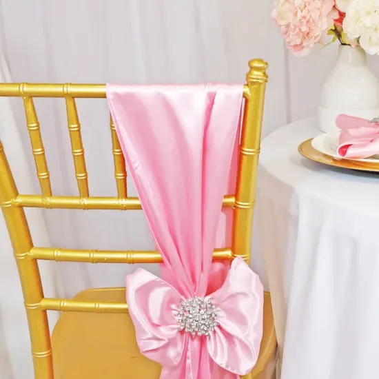 10 Pieces Pink Luxury Satin Chair Ties, 8"x108" Party Accessories {5}