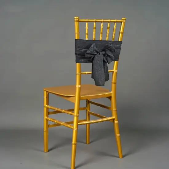 10 Pieces Black Crushed Taffeta Chair Bands, 9.5"x108" Sleek Event Sashes {3}