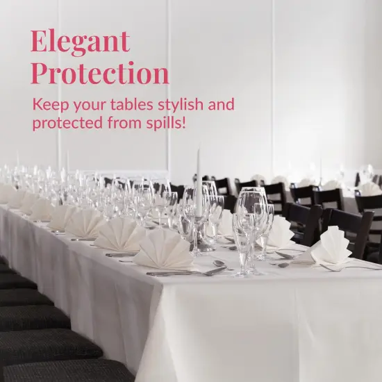 Prestee 24 Plastic Table Cloth Disposable - 108 x 54 White Tablecloth Rectangle - Plastic Table Cover for Parties, BBQs, Weddings, Outdoor Gatherings, and Fine Dining Events {6}