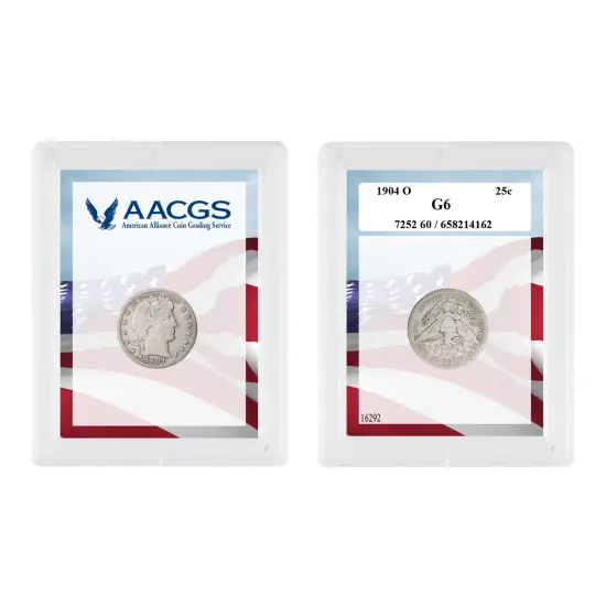 Silver Barber Quarter Graded G6 by AACGS {1}