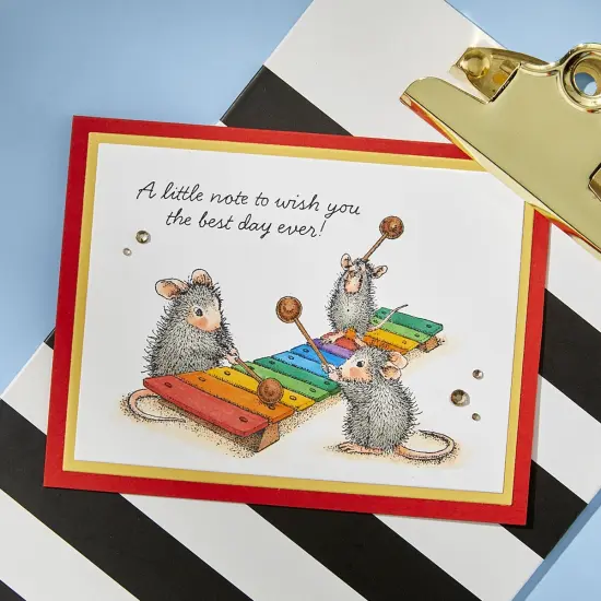 House Mouse Cling Rubber Stamp-Music To my Ears, Rare Bloom {5}