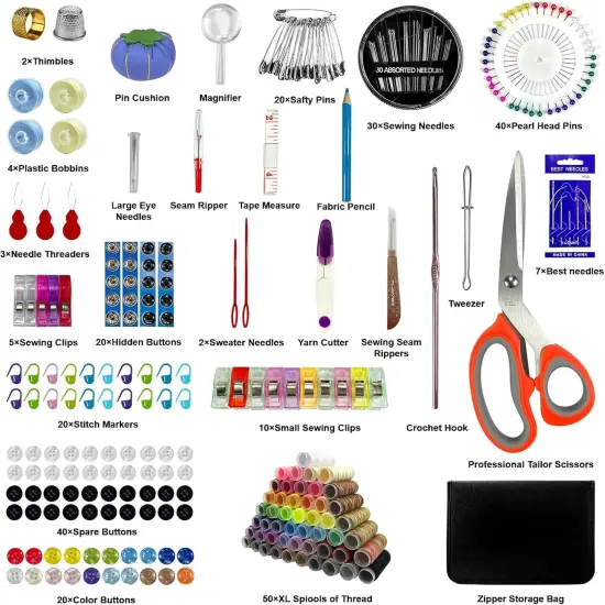 Sewing Kit for Adults, 50 Color Sewing Thread Kit, 295PCS Sewing Accessories {2}