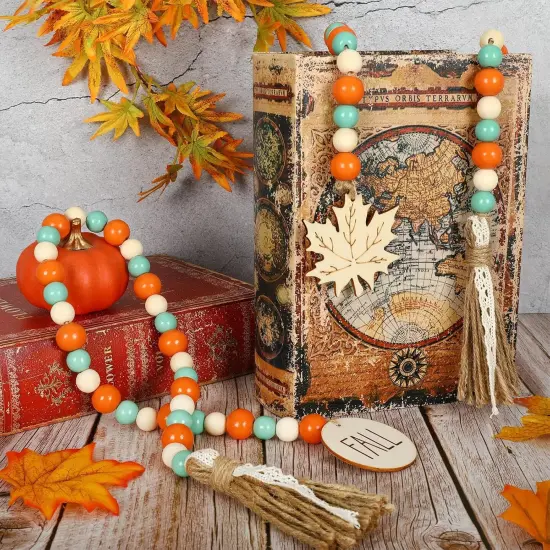 2Pcs Fall Thanksgiving Wooden Bead Garland {4}