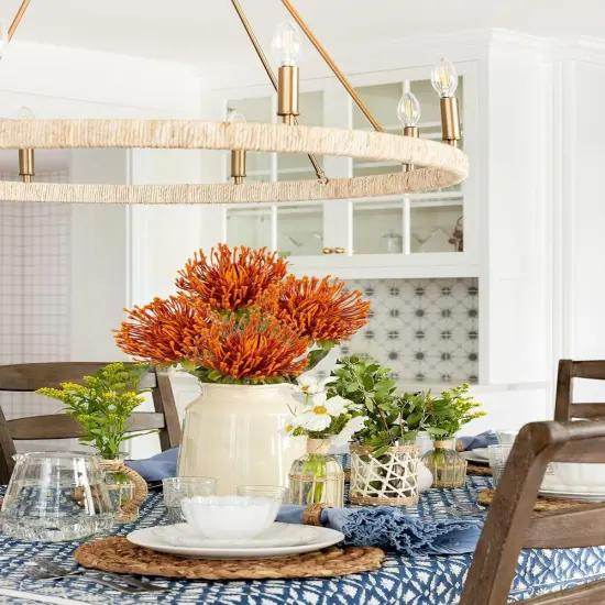 3Pcs Orange Artificial Fall Flowers Spider Mum Flower {3}