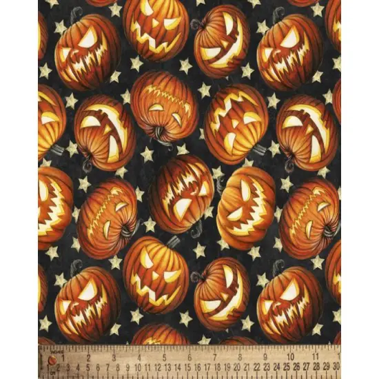 Halloween Spooky Jack-O-Lanterns Cotton Fabric | By The Yard | Sewing and Crafting | 44 inches wide {1}