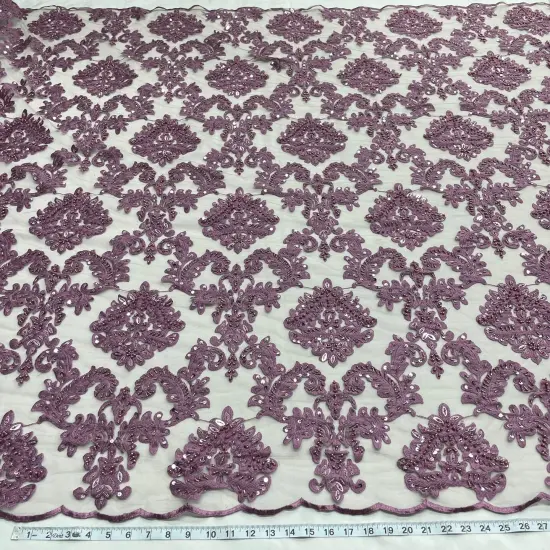 1 Yard Elegant Beaded Lace Fabric Embroidered on 100% Polyester Net Mesh for Special Occasions 56" Width Yam {1}