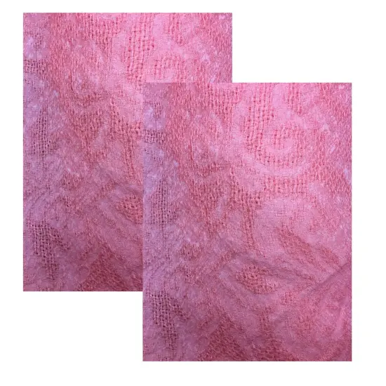 1 Yard Coral Silk Gazar Embroidered Fabric for Dresses and Gowns 56 Inches Wide {3}