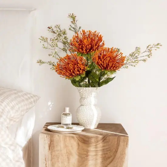 3Pcs Orange Artificial Fall Flowers Spider Mum Flower {4}