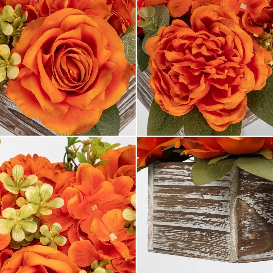14" Artificial Flowers in Pot - Burnt Orange {3}