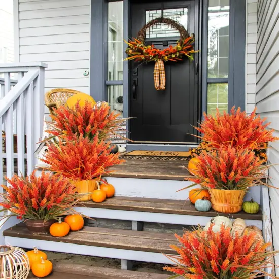 Artificial Fall Mums Flowers Plants Outdoors - Samlon {4}