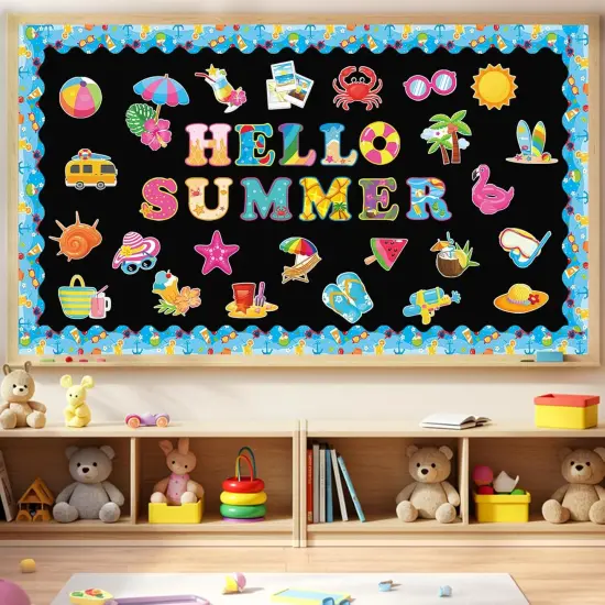 71 Pcs Hawaiian Hello Summer Bulletin Board Set {5}