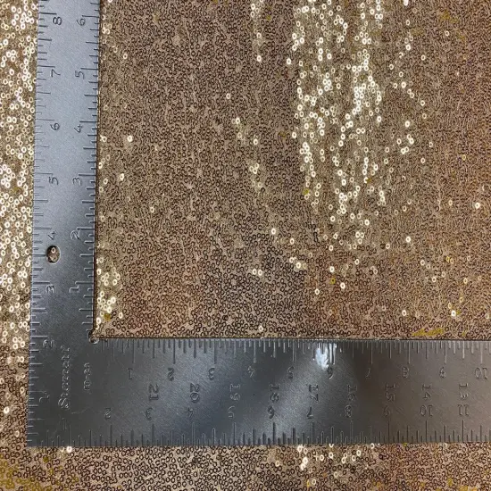 1 Yard 3mm Mini Shiny Sequins on Poly Spandex Mesh Fabric Sparkly Stretch 58"-60" Width Rose Gold {2}