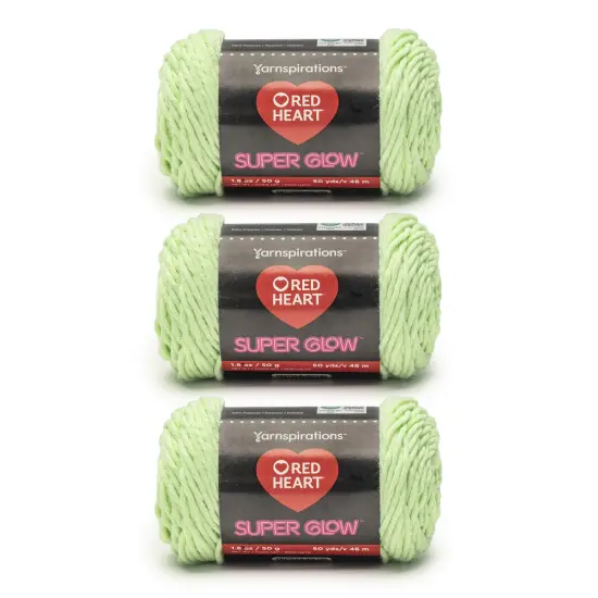 Red Heart Super Glow Yarn 24 Pack-Glow Worm Green {1}