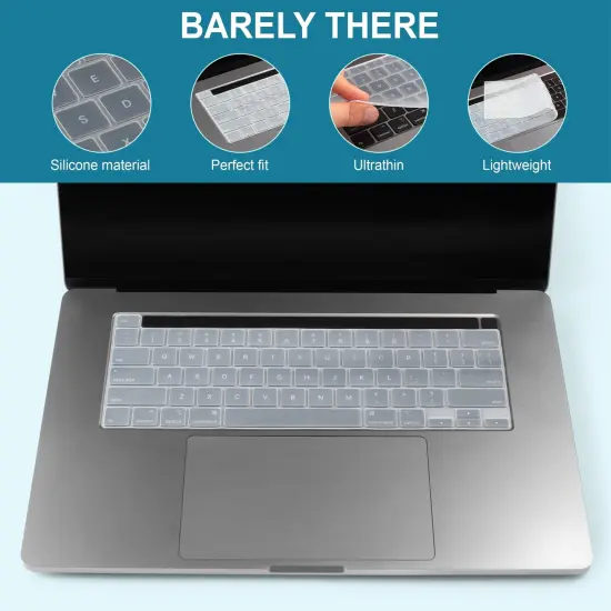 Insten 2 Pack Keyboard Cover Protector Compatible with 2020 Macbook Pro 13", Ultra Thin Silicone Skin, Tactile Feeling, Anti-Dust, Clear & Black {6}