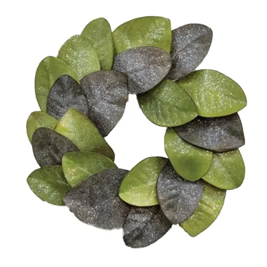 Vintage Glitter Magnolia Leaves Wreath 16" {1}