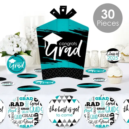 Big Dot of Happiness Teal Grad - Best is Yet to Come - 2025 Turquoise Graduation Party Decor and Confetti - Terrific Table Centerpiece Kit - Set of 30 {3}
