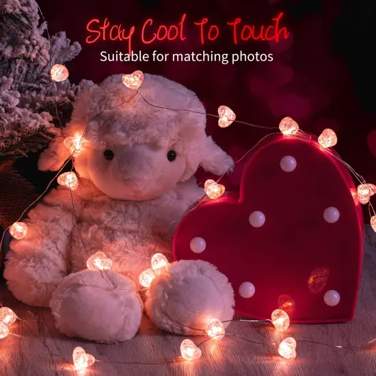 Valentine&rsquo;s Day Fairy String Lights - 10.5 ft 30 LED Pink Heart Battery Operated Fairy Lights with Timer and Remote, Twinkle Heart Lights for Wedding DIY Indoor Christmas Gift Valentine's Day {6}