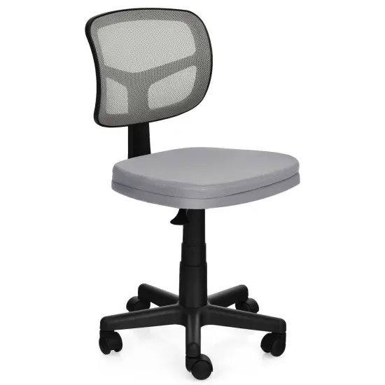 Armless Computer Chair with Height Adjustment and Curved Backrest Ideal for Home or Office Use Black {9}